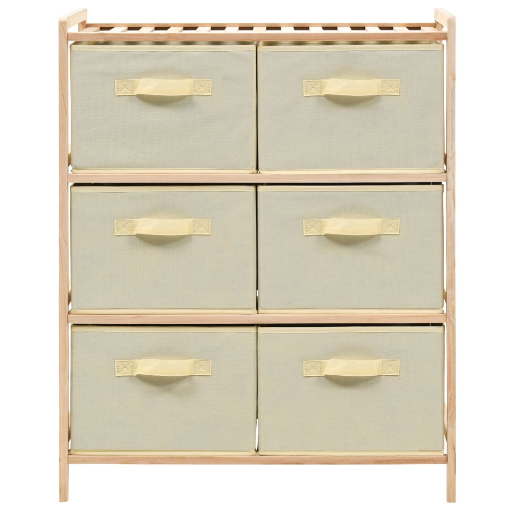 Opbergmeubel met 6 stoffen manden cederhout beige is nu te koop bij PeponiXL, paradijselijk wonen!