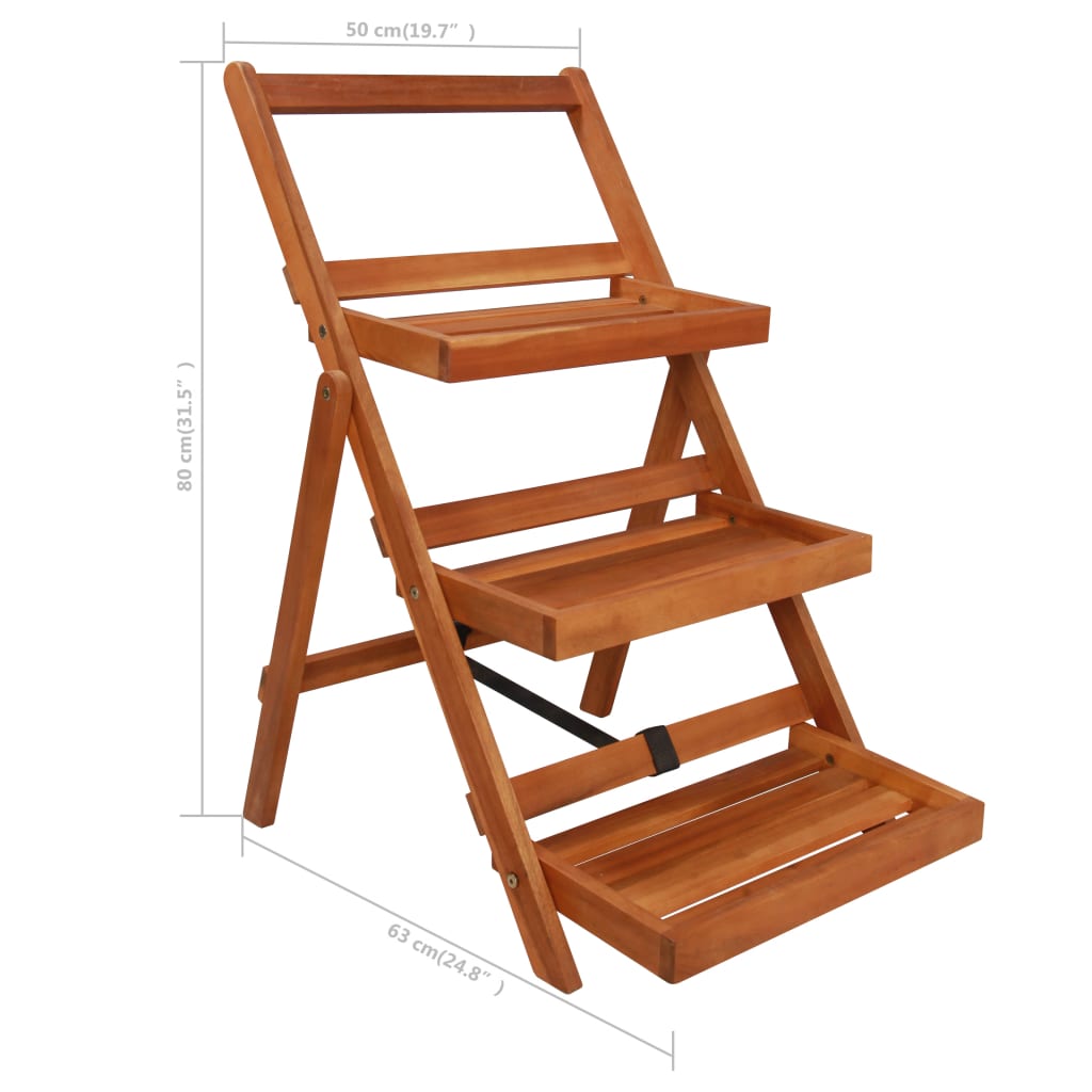 Plantenstandaard 3-laags 50x63x80 cm massief acaciahout is nu te koop bij PeponiXL, paradijselijk wonen!