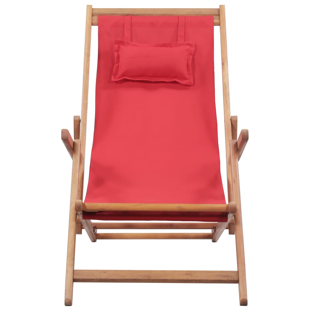 Strandstoel inklapbaar stof en houten frame rood is nu te koop bij PeponiXL, paradijselijk wonen!