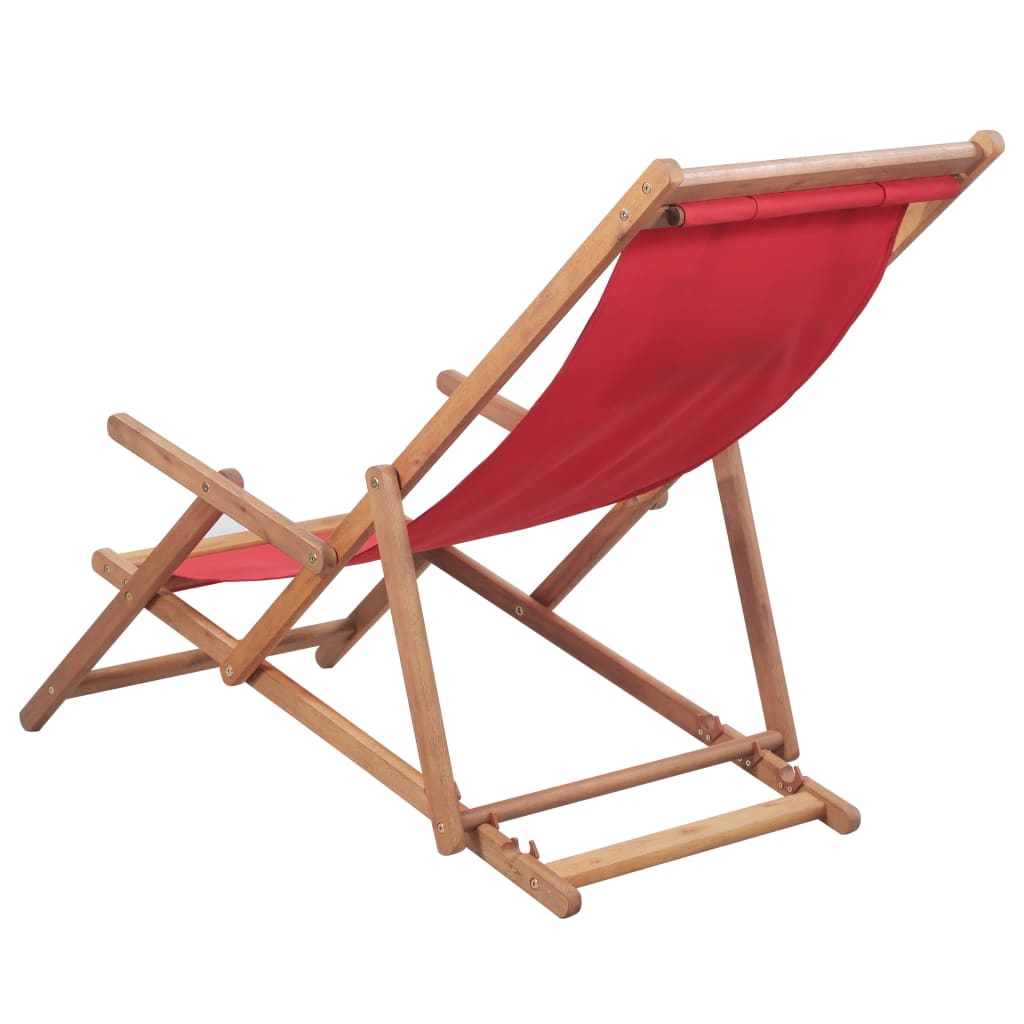 Strandstoel inklapbaar stof en houten frame rood is nu te koop bij PeponiXL, paradijselijk wonen!