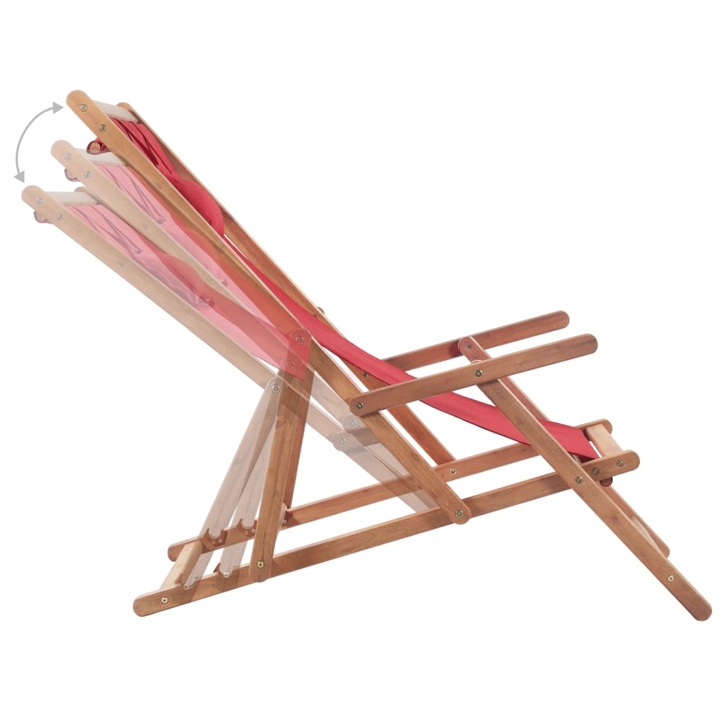 Strandstoel inklapbaar stof en houten frame rood is nu te koop bij PeponiXL, paradijselijk wonen!