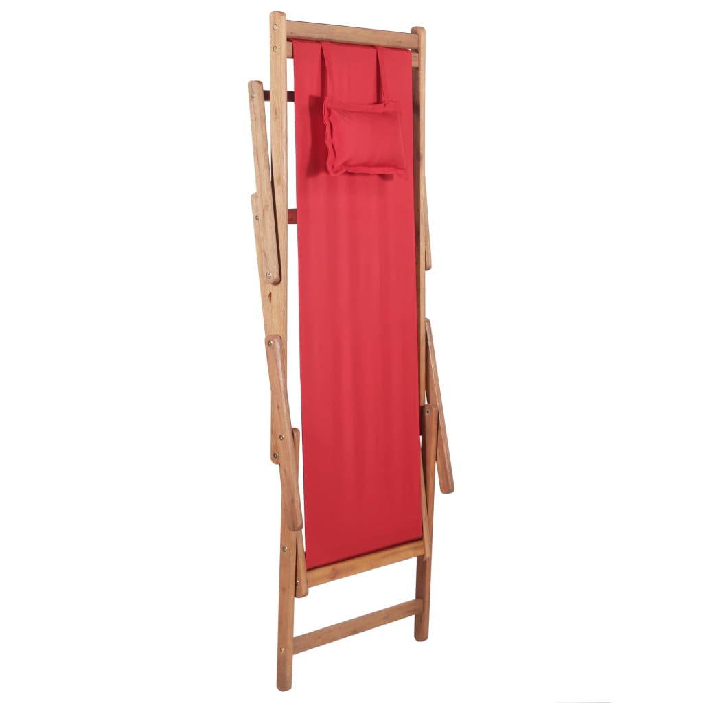 Strandstoel inklapbaar stof en houten frame rood is nu te koop bij PeponiXL, paradijselijk wonen!