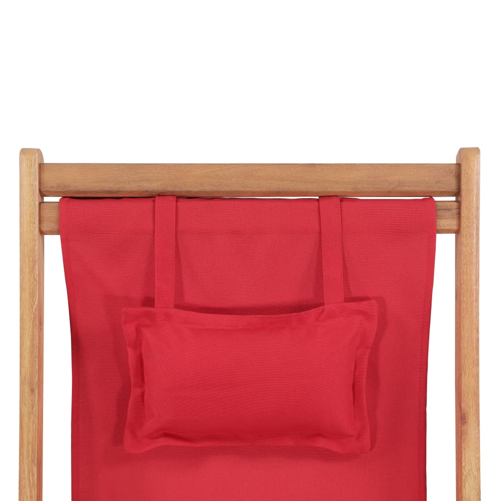 Strandstoel inklapbaar stof en houten frame rood is nu te koop bij PeponiXL, paradijselijk wonen!
