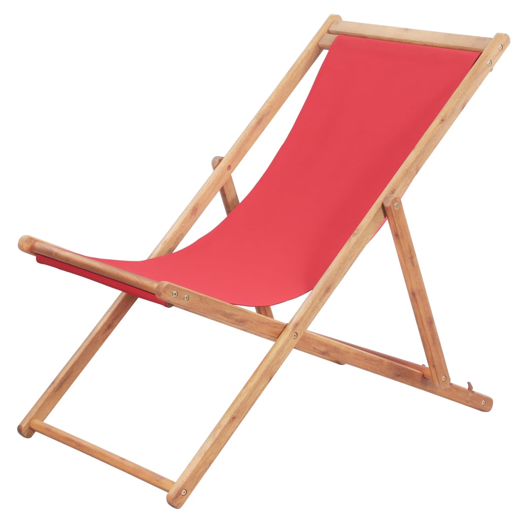 Strandstoel inklapbaar stof en houten frame rood is nu te koop bij PeponiXL, paradijselijk wonen!