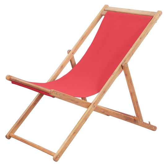 Strandstoel inklapbaar stof en houten frame rood is nu te koop bij PeponiXL, paradijselijk wonen!