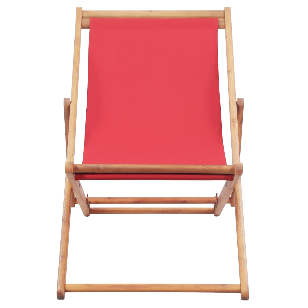 Strandstoel inklapbaar stof en houten frame rood is nu te koop bij PeponiXL, paradijselijk wonen!