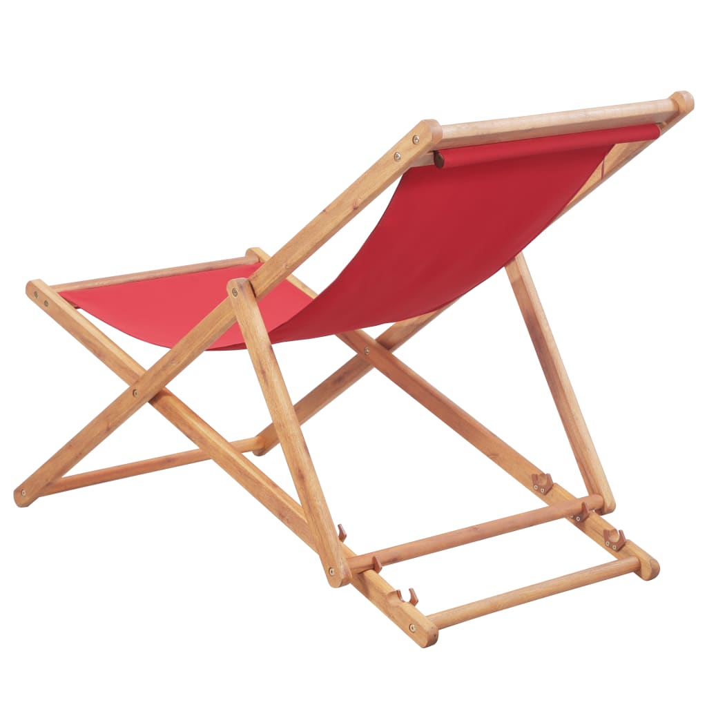 Strandstoel inklapbaar stof en houten frame rood is nu te koop bij PeponiXL, paradijselijk wonen!