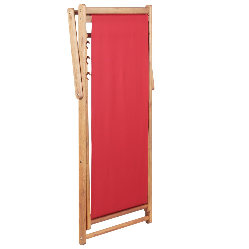 Strandstoel inklapbaar stof en houten frame rood is nu te koop bij PeponiXL, paradijselijk wonen!