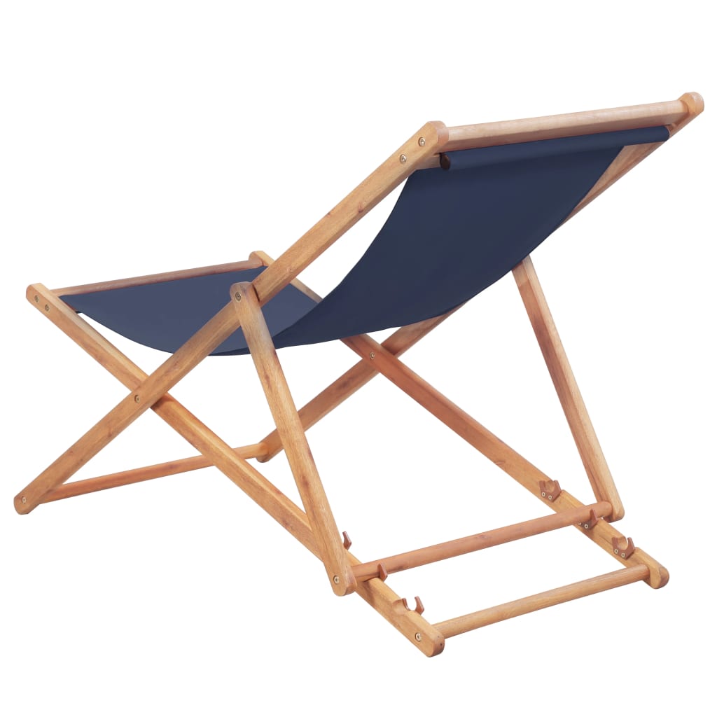 Strandstoel inklapbaar stof en houten frame blauw is nu te koop bij PeponiXL, paradijselijk wonen!