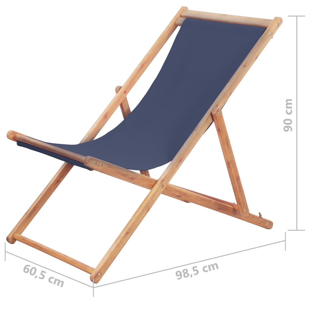 Strandstoel inklapbaar stof en houten frame blauw is nu te koop bij PeponiXL, paradijselijk wonen!