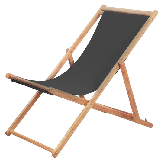 Strandstoel inklapbaar stof en houten frame grijs is nu te koop bij PeponiXL, paradijselijk wonen!