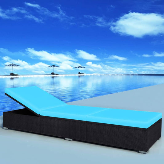 Ligbed met kussen poly rattan zwart is nu te koop bij PeponiXL, paradijselijk wonen!
