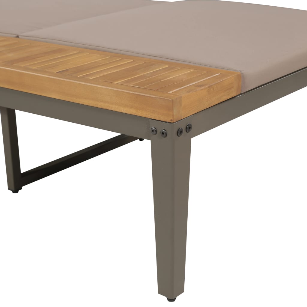 Ligbed met kussens massief acaciahout bruin is nu te koop bij PeponiXL, paradijselijk wonen!