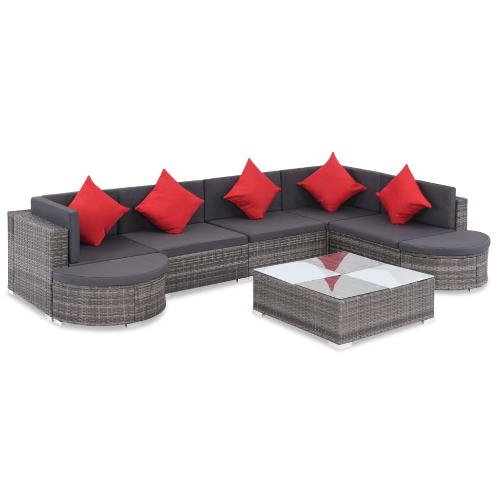 8-delige Loungeset met kussens poly rattan grijs is nu te koop bij PeponiXL, paradijselijk wonen!