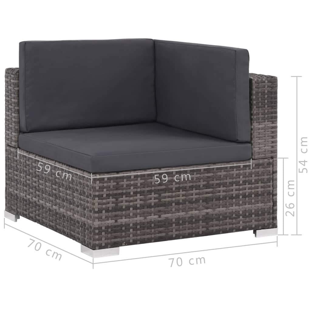 8-delige Loungeset met kussens poly rattan grijs is nu te koop bij PeponiXL, paradijselijk wonen!