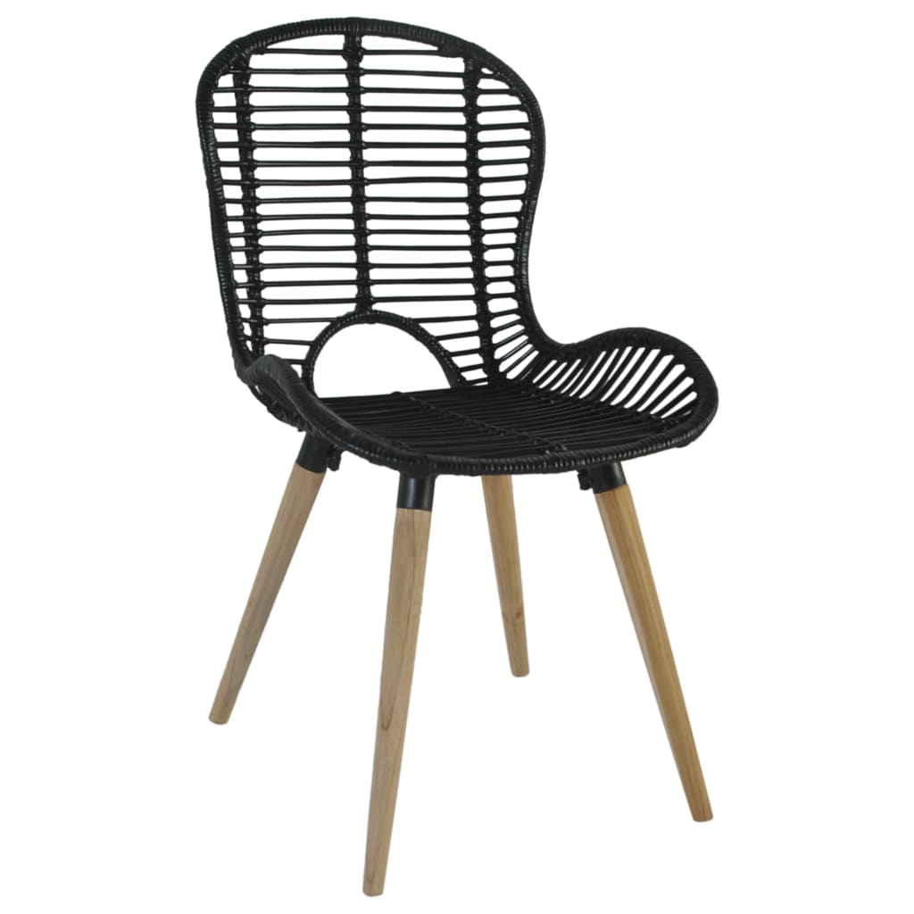 Eetkamerstoelen 2 st natuurlijk rattan zwart is nu te koop bij PeponiXL, paradijselijk wonen!