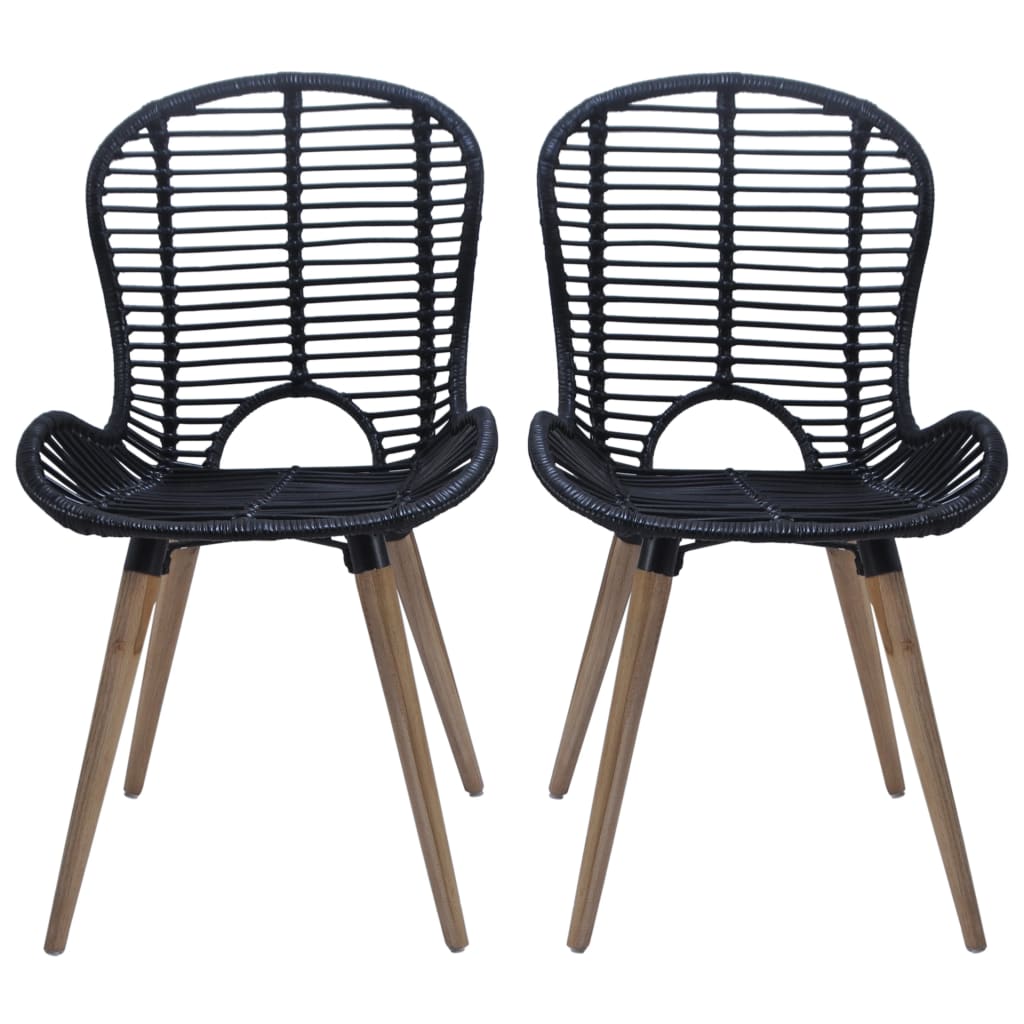 Eetkamerstoelen 4 st natuurlijk rattan zwart is nu te koop bij PeponiXL, paradijselijk wonen!