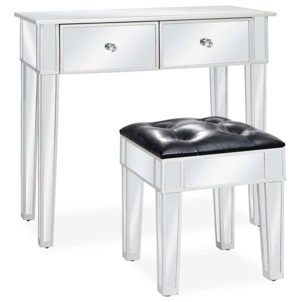 Kaptafel gespiegeld met kruk MDF en glas is nu te koop bij PeponiXL, paradijselijk wonen!