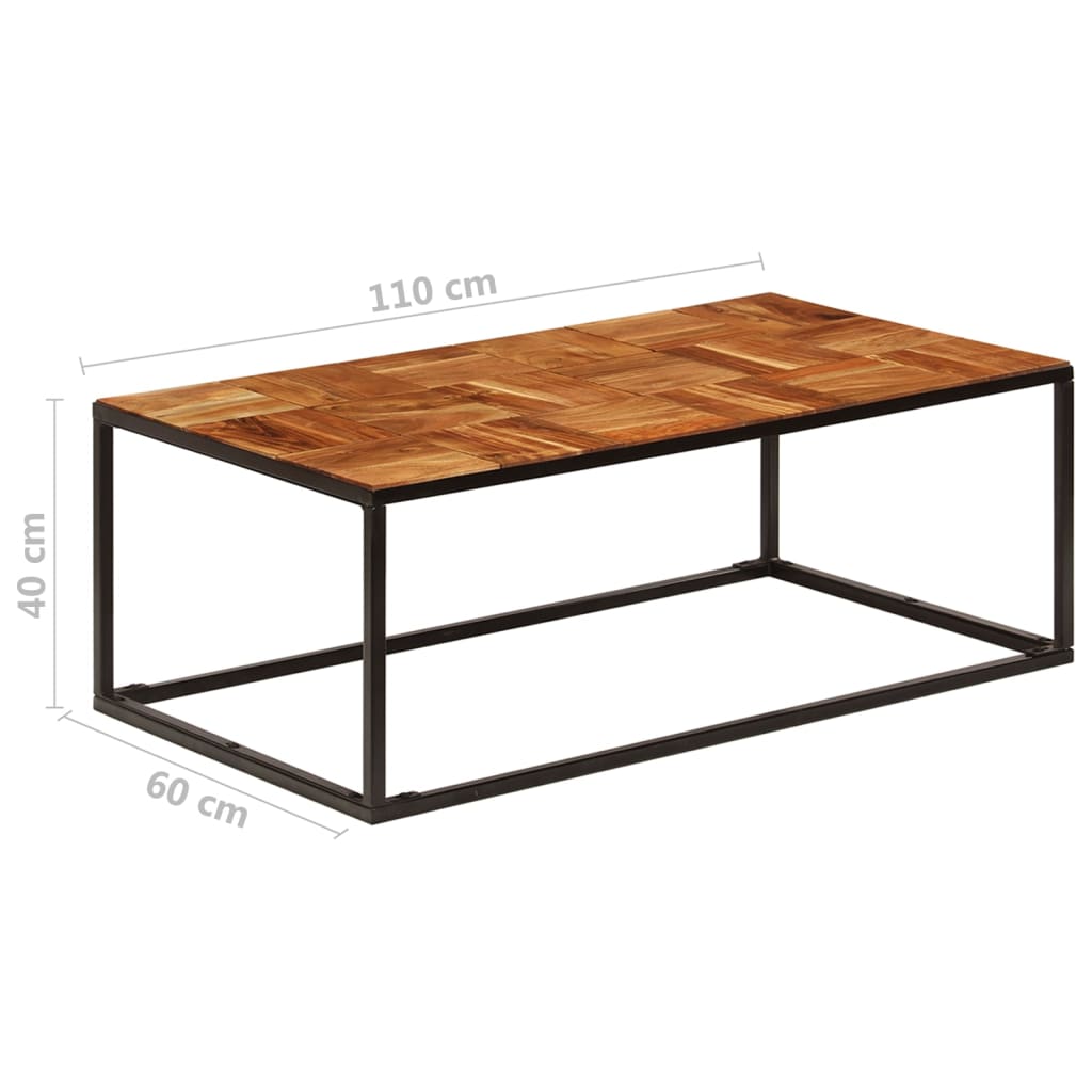 Salontafel 110x60x40 cm massief acaciahout en staal is nu te koop bij PeponiXL, paradijselijk wonen!