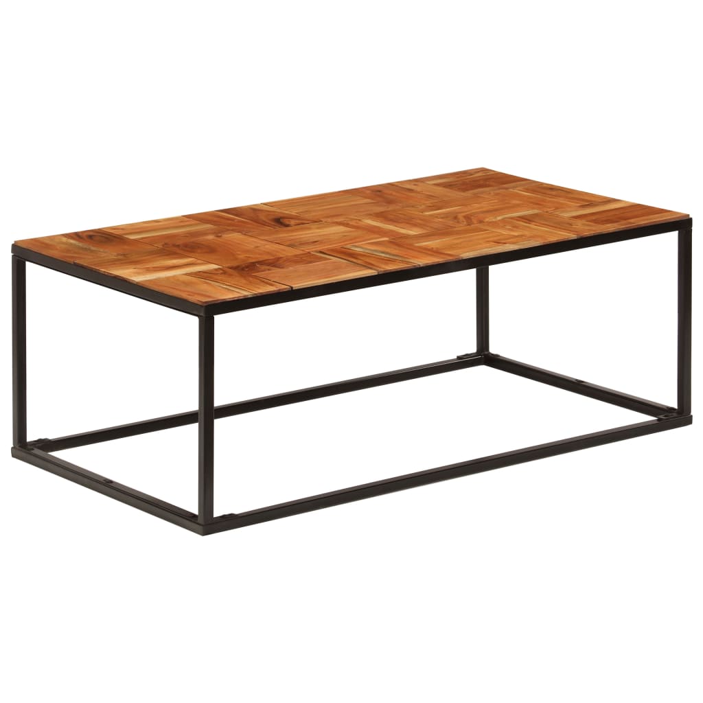 Salontafel 110x60x40 cm massief acaciahout en staal is nu te koop bij PeponiXL, paradijselijk wonen!