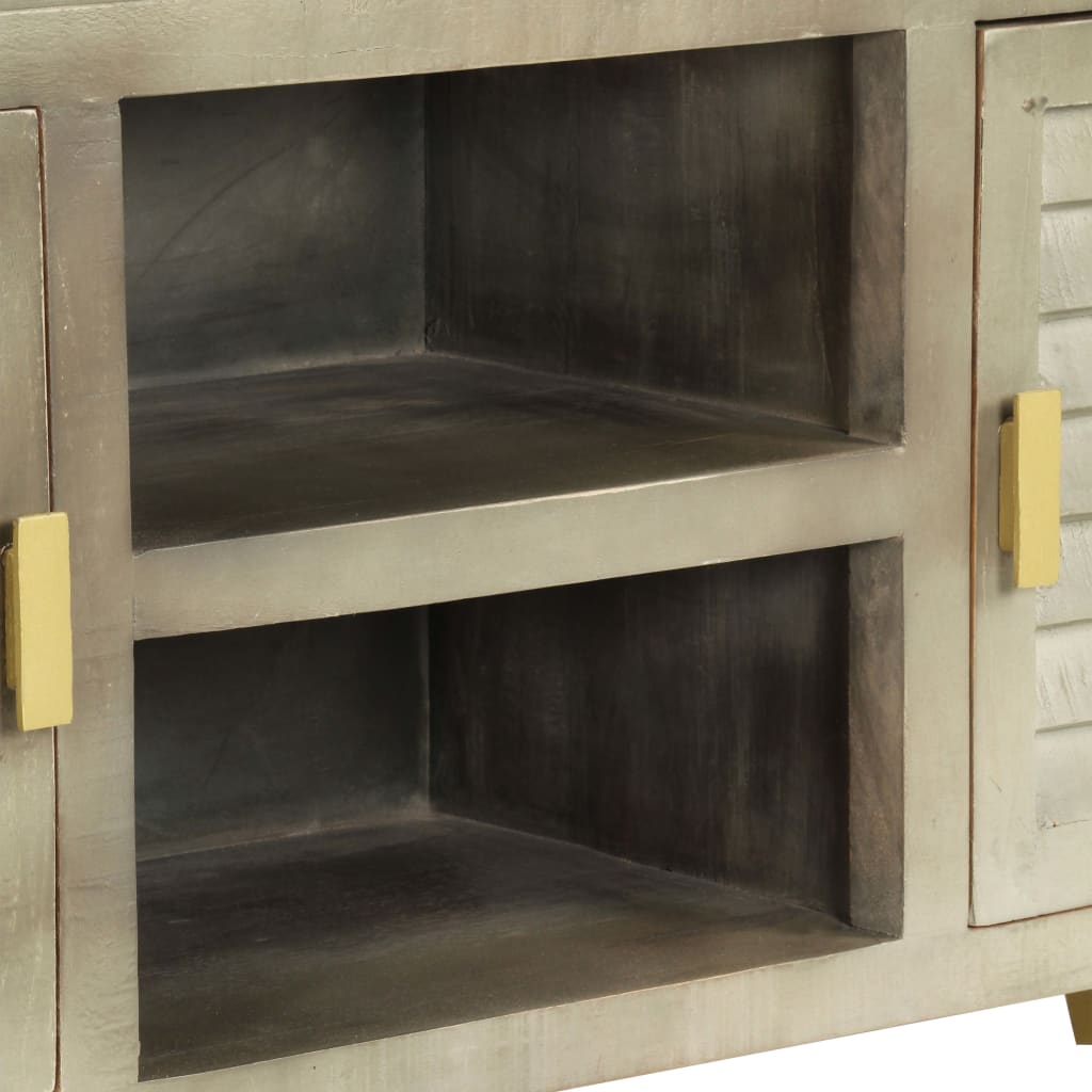 Tv-meubel 110x30x48 cm massief mangohout met messing grijs is nu te koop bij PeponiXL, paradijselijk wonen!