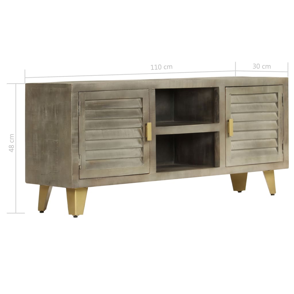 Tv-meubel 110x30x48 cm massief mangohout met messing grijs is nu te koop bij PeponiXL, paradijselijk wonen!