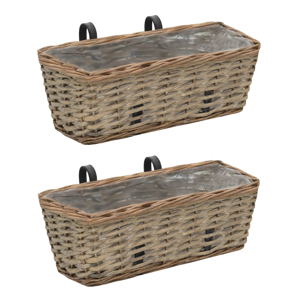 Balkonbakken 2 st 40 cm wicker met PE-voering is nu te koop bij PeponiXL, paradijselijk wonen!