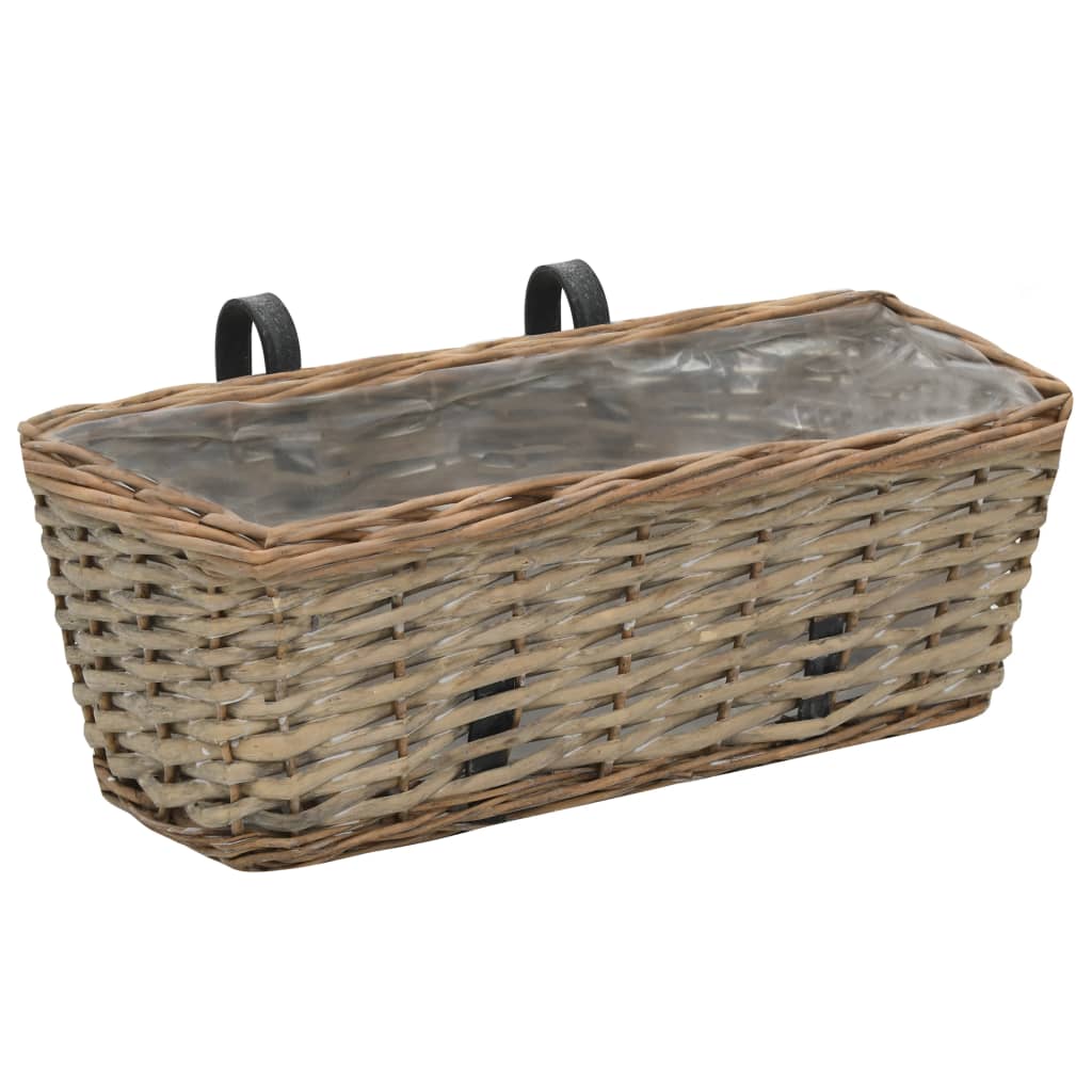 Balkonbakken 2 st 40 cm wicker met PE-voering is nu te koop bij PeponiXL, paradijselijk wonen!