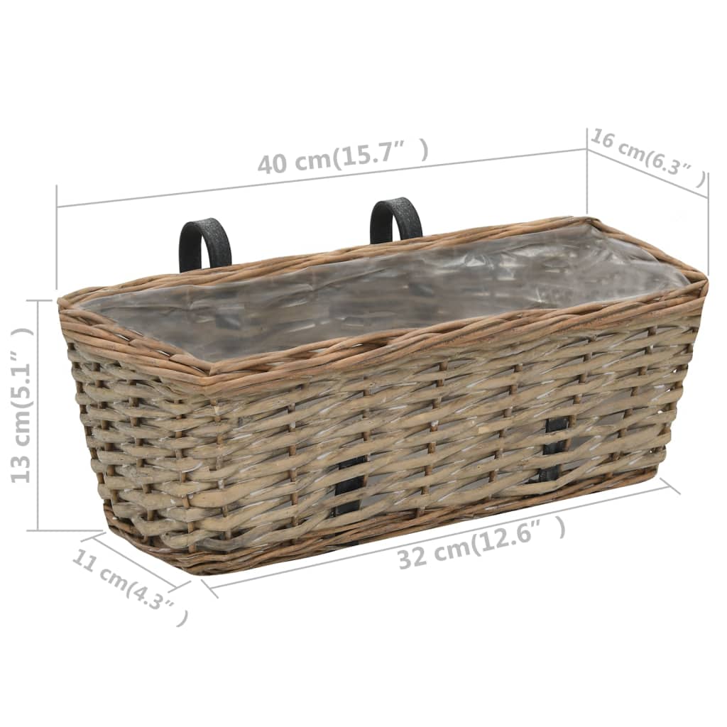Balkonbakken 2 st 40 cm wicker met PE-voering is nu te koop bij PeponiXL, paradijselijk wonen!
