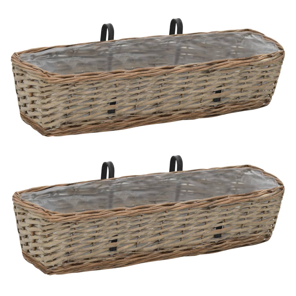Balkonbakken 2 st 60 cm wicker met PE-voering is nu te koop bij PeponiXL, paradijselijk wonen!