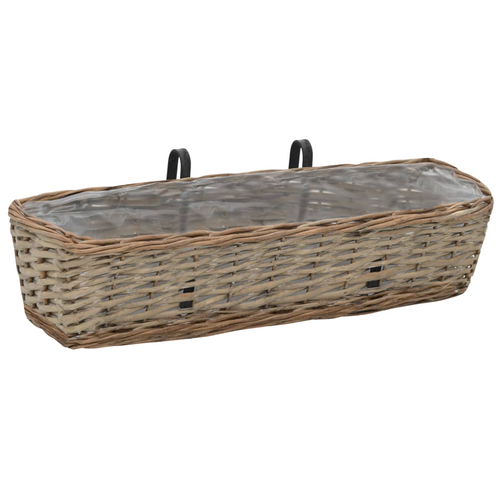 Balkonbakken 2 st 60 cm wicker met PE-voering is nu te koop bij PeponiXL, paradijselijk wonen!