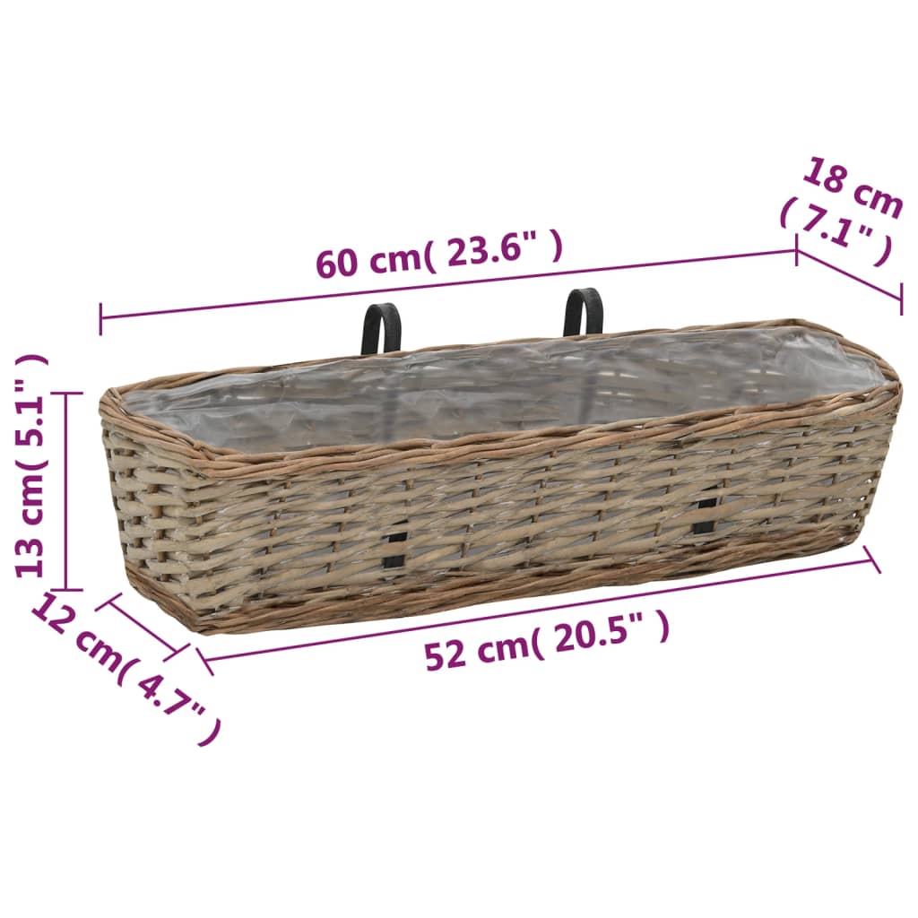 Balkonbakken 2 st 60 cm wicker met PE-voering is nu te koop bij PeponiXL, paradijselijk wonen!