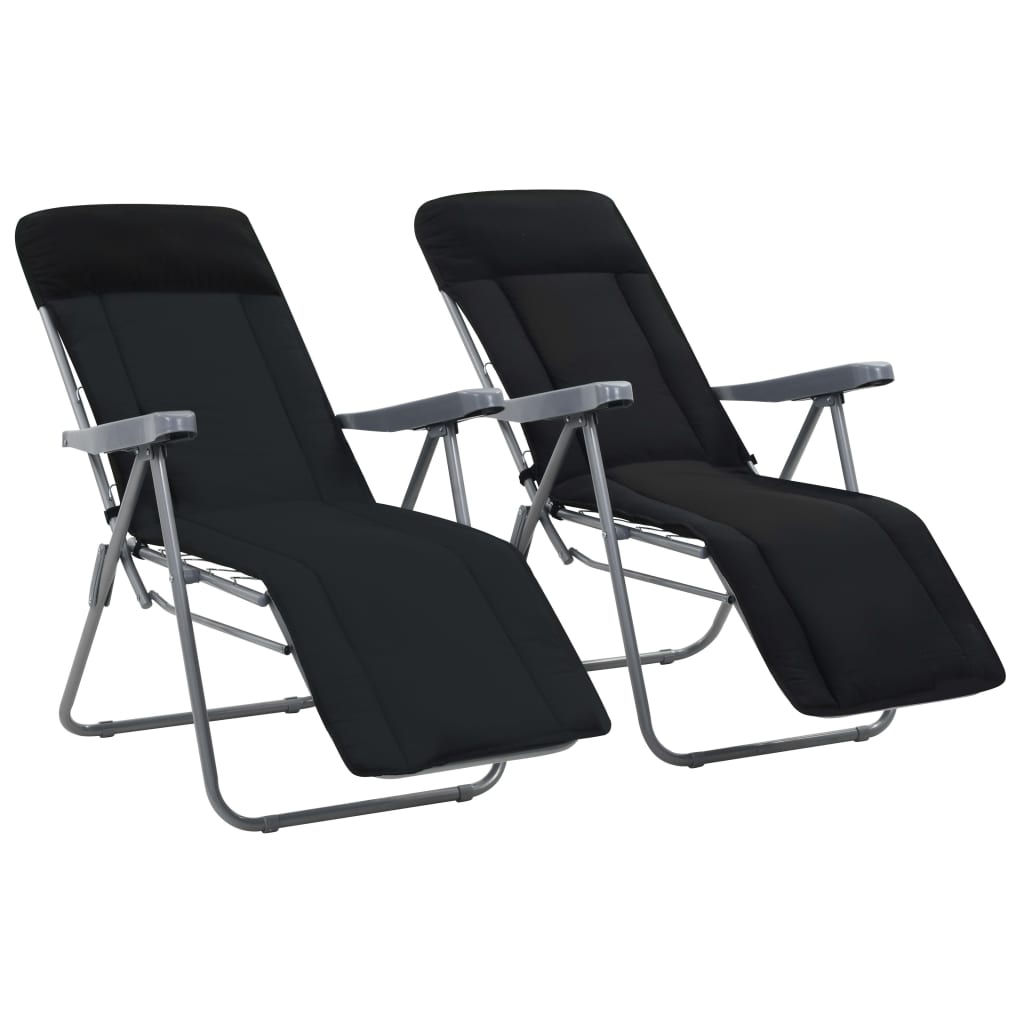 Tuinstoelen met kussen inklapbaar 2 st zwart is nu te koop bij PeponiXL, paradijselijk wonen!