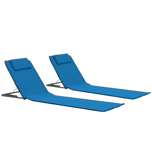 Strandmatten inklapbaar 2 st staal en stof blauw is nu te koop bij PeponiXL, paradijselijk wonen!