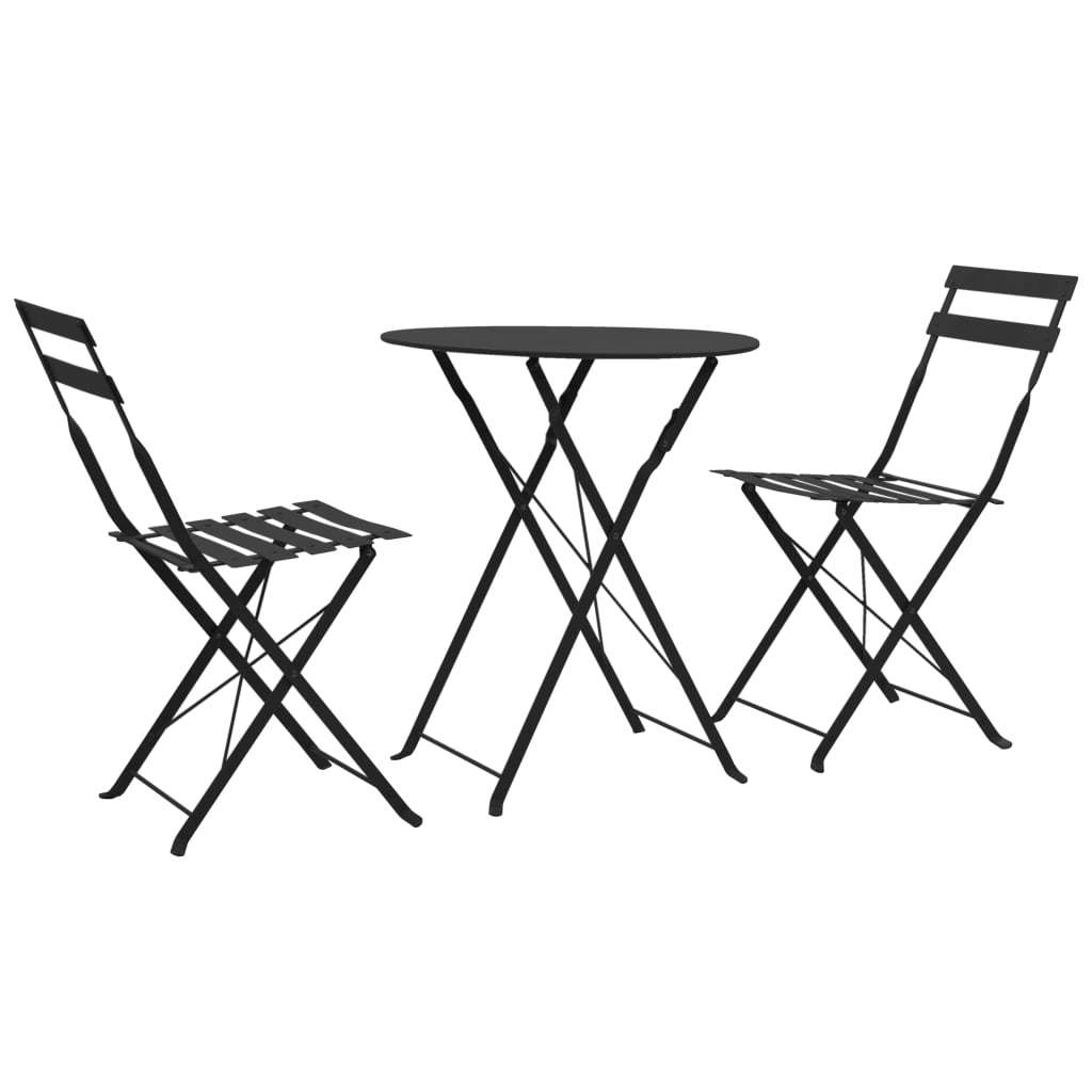 3-delige Bistroset staal zwart is nu te koop bij PeponiXL, paradijselijk wonen!