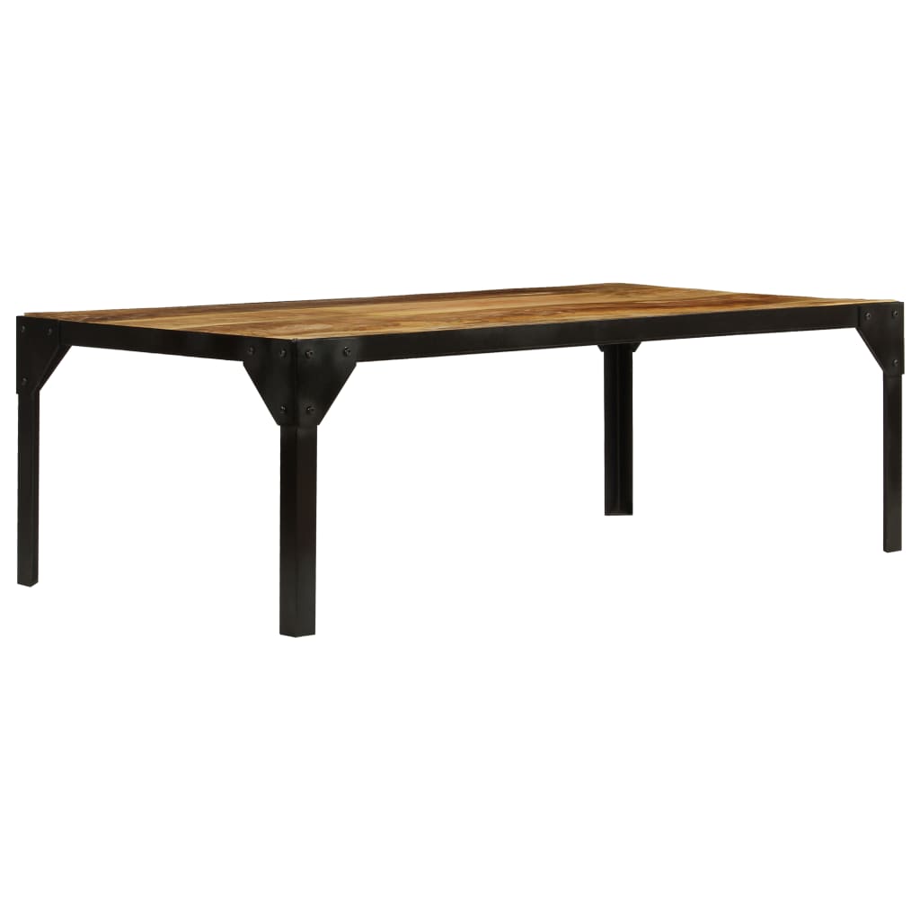Salontafel 110 cm massief ruw mangohout en staal is nu te koop bij PeponiXL, paradijselijk wonen!