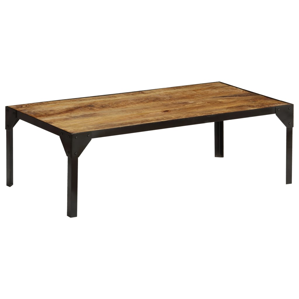 Salontafel 110 cm massief ruw mangohout en staal is nu te koop bij PeponiXL, paradijselijk wonen!