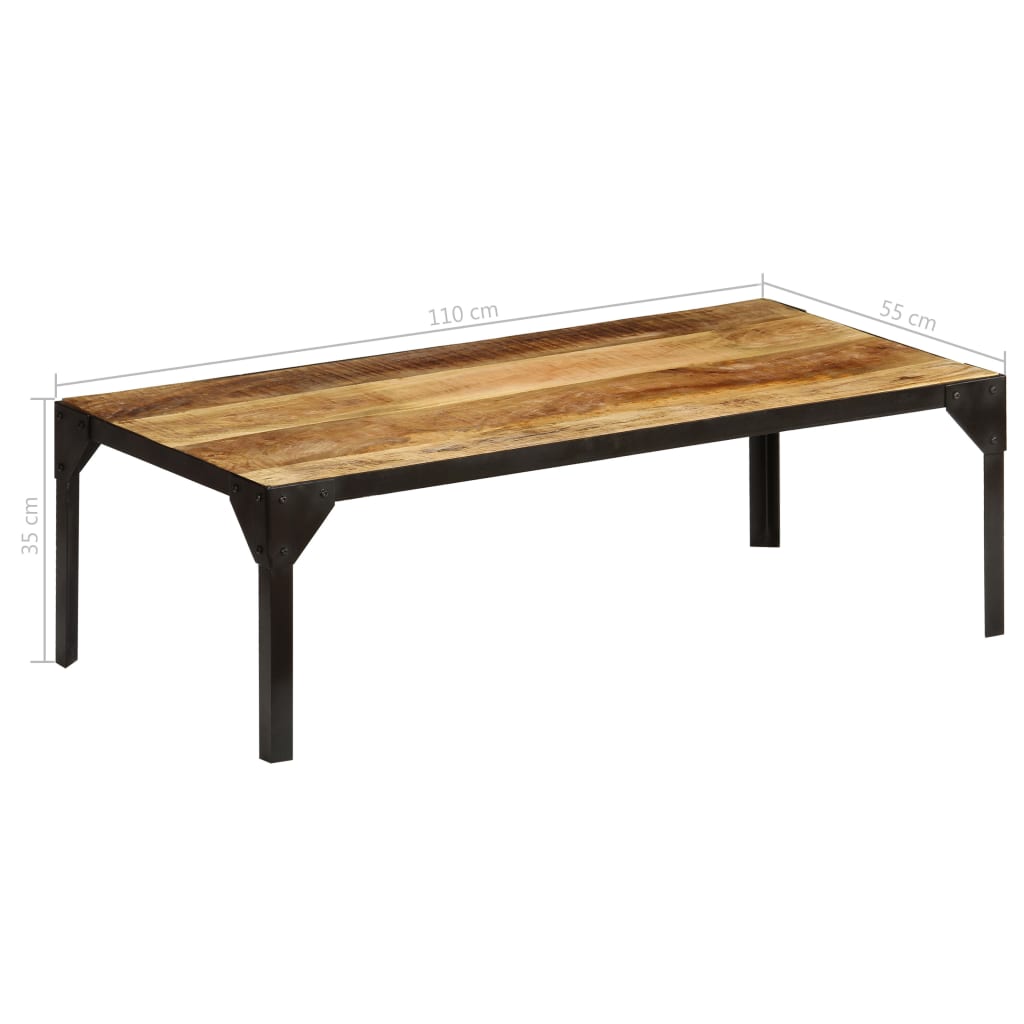 Salontafel 110 cm massief ruw mangohout en staal is nu te koop bij PeponiXL, paradijselijk wonen!
