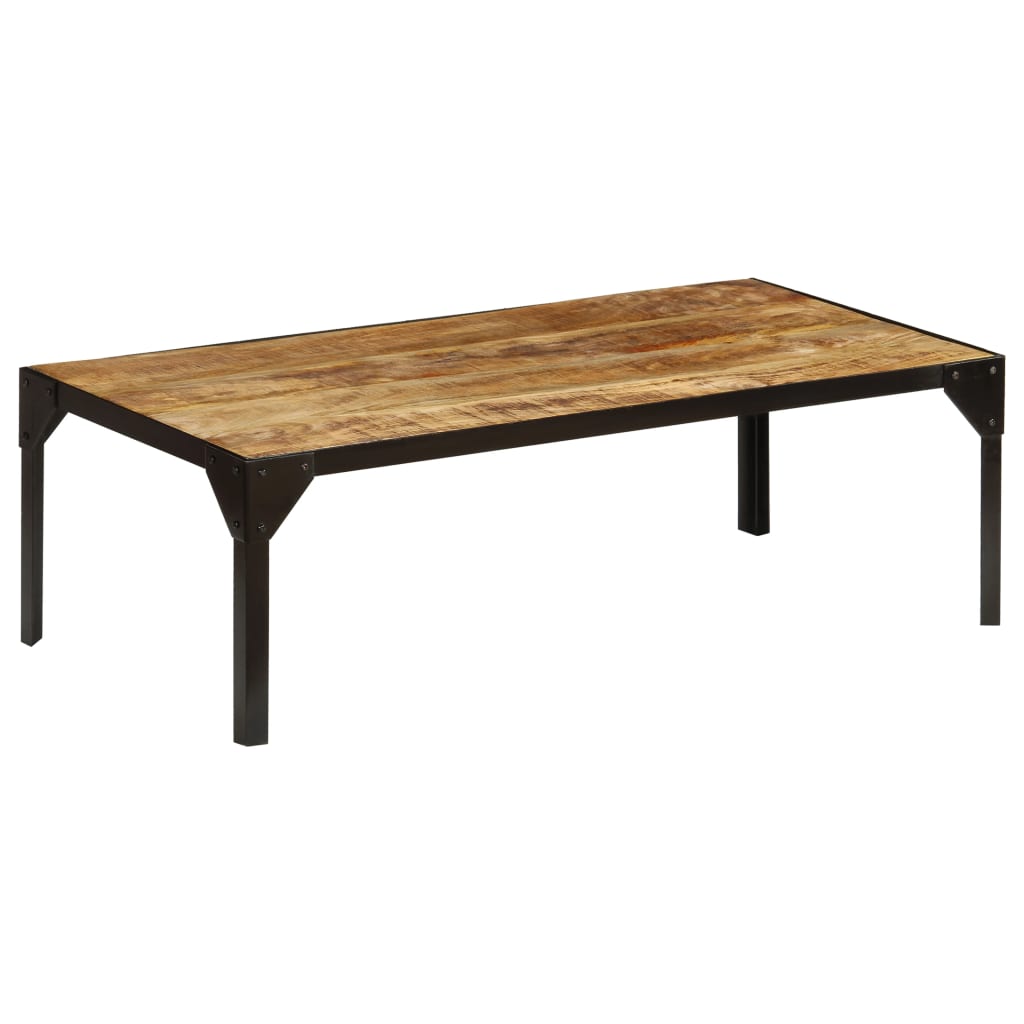 Salontafel 110 cm massief ruw mangohout en staal is nu te koop bij PeponiXL, paradijselijk wonen!