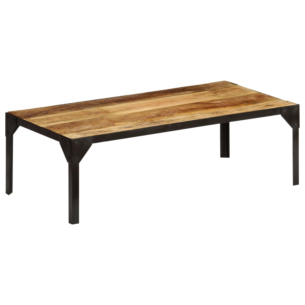 Salontafel 110 cm massief ruw mangohout en staal is nu te koop bij PeponiXL, paradijselijk wonen!