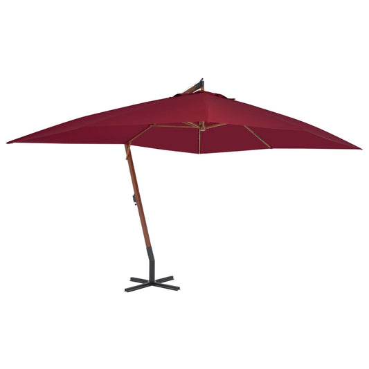 Zweefparasol met houten paal 400x300 cm bordeauxrood is nu te koop bij PeponiXL, paradijselijk wonen!