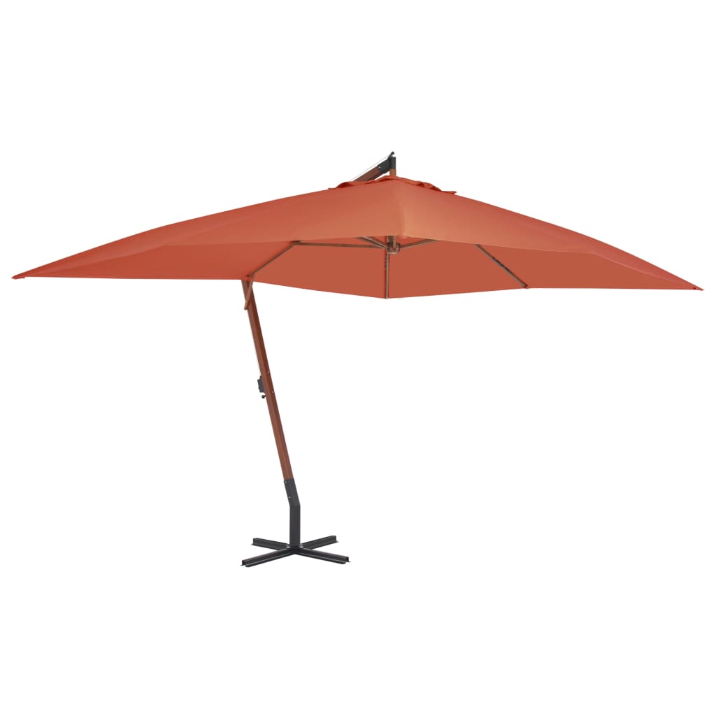 Zweefparasol met houten paal 400x300 cm terracottakleurig is nu te koop bij PeponiXL, paradijselijk wonen!