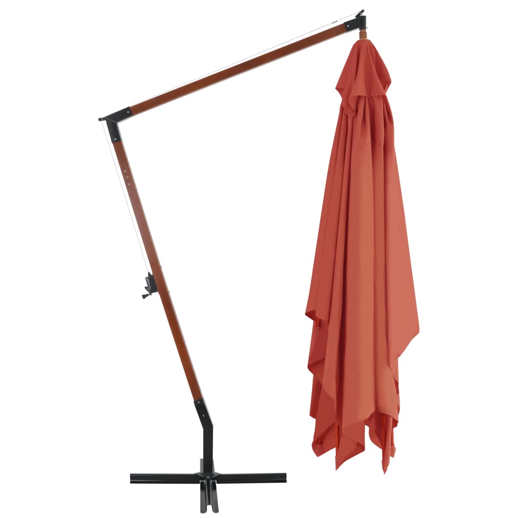 Zweefparasol met houten paal 400x300 cm terracottakleurig is nu te koop bij PeponiXL, paradijselijk wonen!