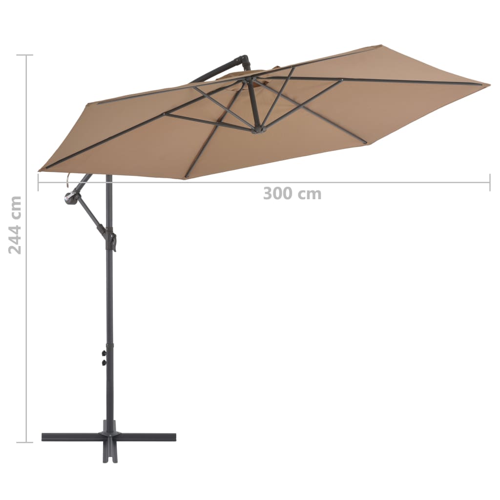 Zweefparasol met aluminium paal 300 cm taupe is nu te koop bij PeponiXL, paradijselijk wonen!