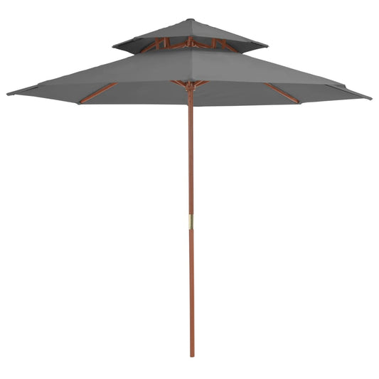 Parasol dubbeldekker met houten paal 270 cm antraciet is nu te koop bij PeponiXL, paradijselijk wonen!