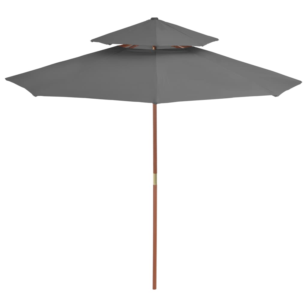 Parasol dubbeldekker met houten paal 270 cm antraciet is nu te koop bij PeponiXL, paradijselijk wonen!