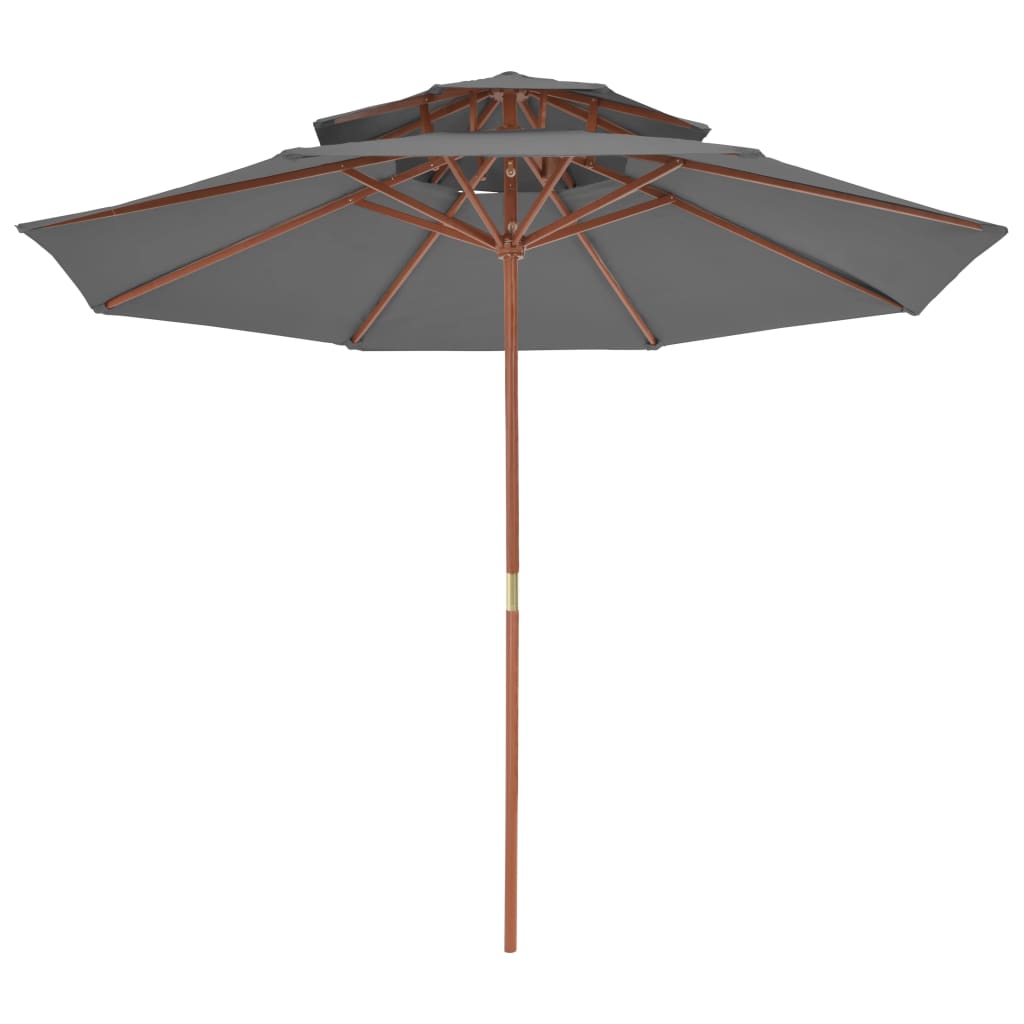 Parasol dubbeldekker met houten paal 270 cm antraciet is nu te koop bij PeponiXL, paradijselijk wonen!