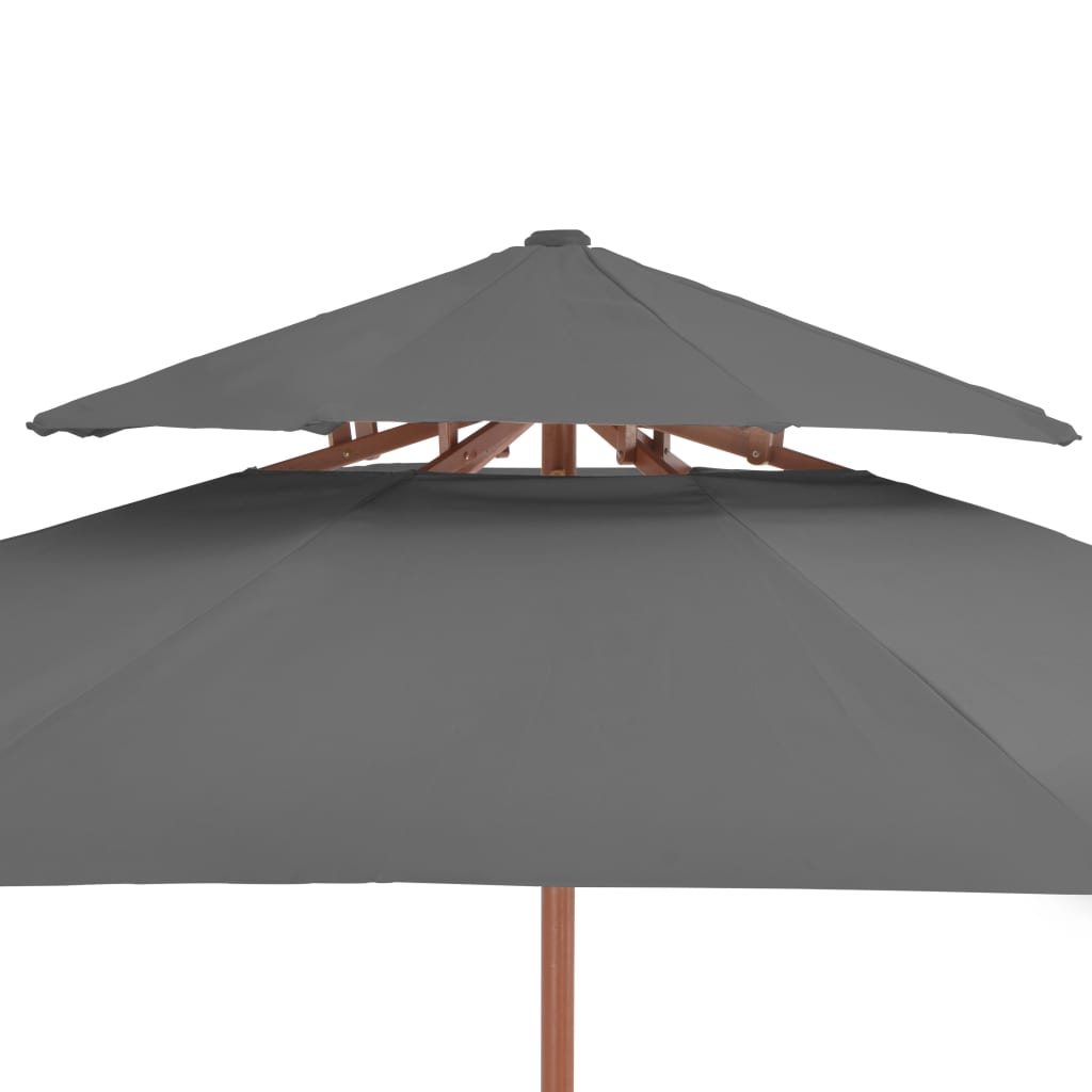 Parasol dubbeldekker met houten paal 270 cm antraciet is nu te koop bij PeponiXL, paradijselijk wonen!