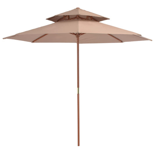 Parasol dubbeldekker met houten paal 270 cm taupe is nu te koop bij PeponiXL, paradijselijk wonen!