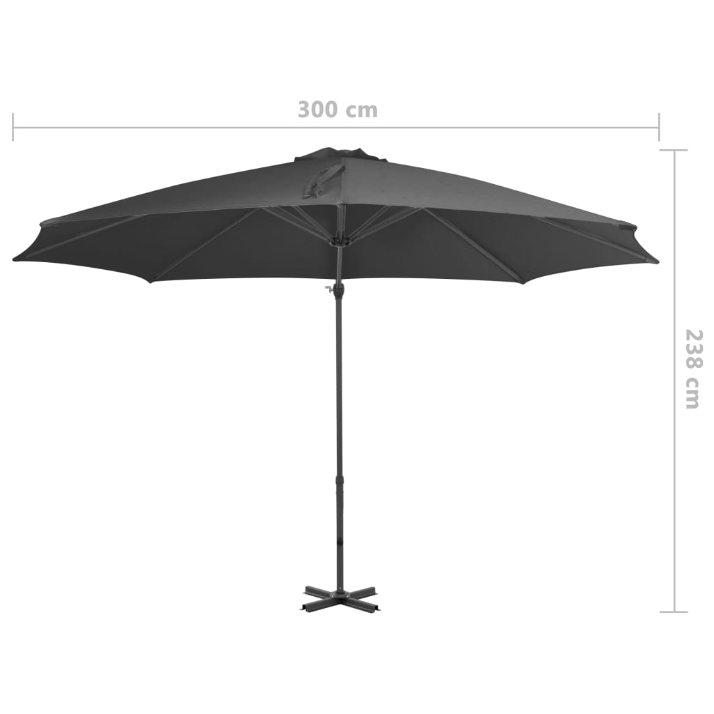 Zweefparasol met aluminium paal 300 cm antracietkleurig is nu te koop bij PeponiXL, paradijselijk wonen!